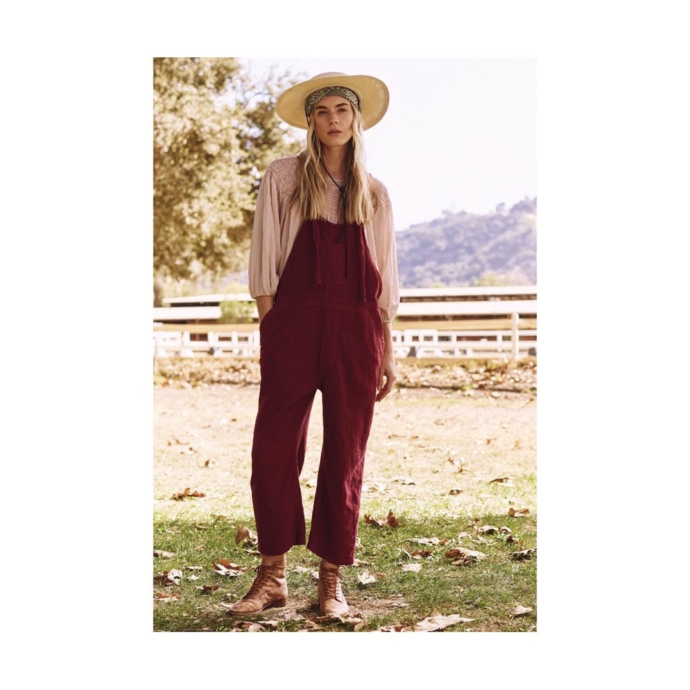 The Great. Easy Overalls. Maroon. Size 1.